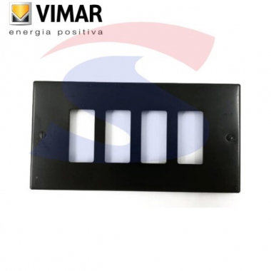 PLACCA 4 POSTI ALLUMINIO C/VITI ORO SERIE 8000 - VIMAR 08538 product photo Photo 01 3XL