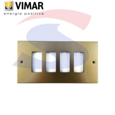 PLACCA 4 POSTI ALLUMINIO C/VITI BRONZO SERIE 8000 - VIMAR 08538.BR product photo Photo 01 3XL