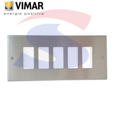 PLACCA 5 POSTI ALLUMINIO C/VITI ORO SERIE 8000 - VIMAR 08539 product photo Photo 01 3XL
