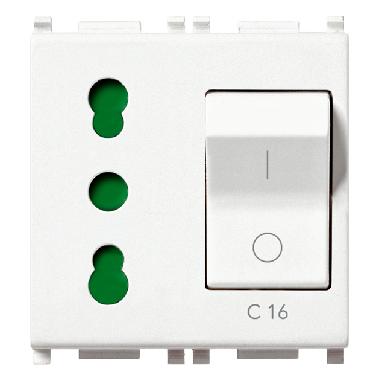 PLANA-PRESA 2P+T 16A BIPAS+INT.MT 1P+N C16 3KA BIA - VIMAR 14273 - VIMAR 14273 product photo Photo 01 3XL