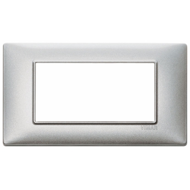 PLACCA 4 MODULI SERIE PLANA COLORE ARGENTO METALLIZZATO - VIMAR 14654.71 product photo Photo 01 3XL