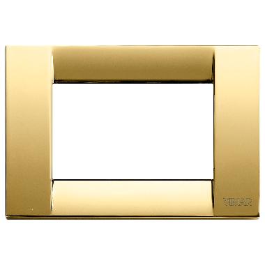 PLACCA 3 POSTI METAL COLORE ORO LUCIDO SERIE IDEA - VIMAR 16733.32 product photo Photo 01 3XL