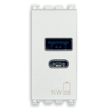 ALIMENTATORE USB A+C 15W 5V 1M BIANCO - VIMAR 19292.AC.15.B - VIMAR 19292.AC.15.B product photo Photo 01 3XL