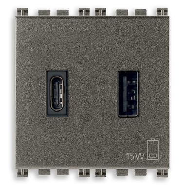 ALIMENTATORE USB A+C 5V 3A 2M METAL - VIMAR 19295.AC.M - VIMAR 19295.AC.M product photo Photo 01 3XL