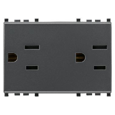 20243 - 2 PRESE SICURY 2P+T 15A USA+SASO GRIGIO - VIMAR 20243 product photo Photo 01 3XL