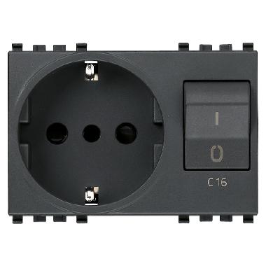 EIKON-PR.2P+T 16A P30 INTB+MT 1P+N C16 3KA GRIGIO - VIMAR 20276 product photo Photo 01 3XL