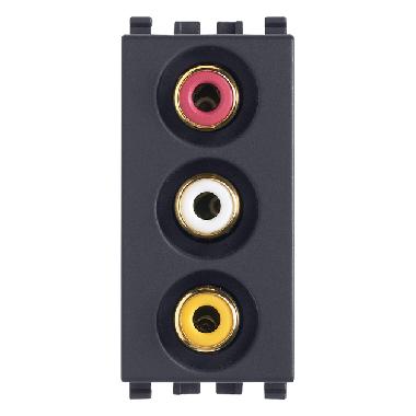 EIKON-PRESA CON 3 CONNETTORI RCA GRIGIO - VIMAR 20335 - VIMAR 20335 product photo Photo 01 3XL