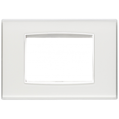 PLACCA CLASSIC 3 MODULI TECNOPOLIMERO REFLEX GHIACCIO CORNICE BIANCA - VIMAR 20653.B41 product photo Photo 02 3XL
