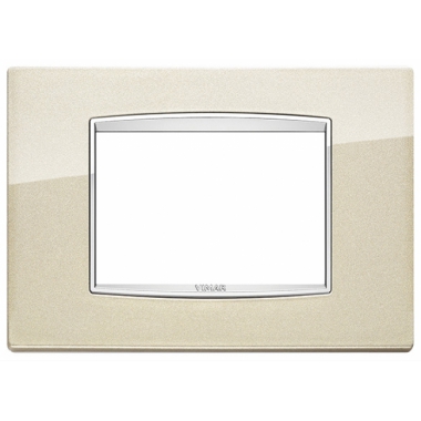 PLACCA CLASSIC 3 MODULI METALLO VERNICIATO BRIGHT E CORNICE CROMATA CHAMPAGNE METAL - VIMAR 20653.C07 product photo Photo 01 3XL