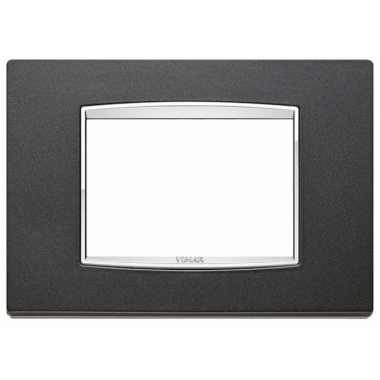 PLACCA CLASSIC EIKON 3 MODULI METALLO VERNICIATO BRIGHT E CORNICE CROMATA ANTRACITE MATT - VIMAR 20653.C15 product photo Photo 01 3XL