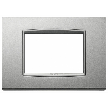 PLACCA CLASSIC 3 MODULI METALLO VERNICIATO BRIGHT E CORNICE NEXT ARGENTO MATT - VIMAR 20653.N13 product photo Photo 01 3XL
