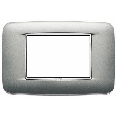 PLACCA ROUND EIKON 3 MODULI  METALLO VERNICIATO BRIGHT E CORNICE CROMATA ARGENTO MATT - VIMAR 20683.C13 product photo Photo 01 3XL