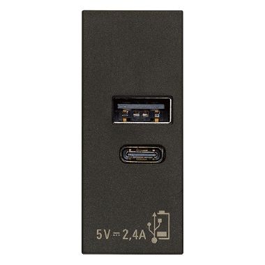 ALIMENTATORE USB A+C 5V 2,4A NERO - VIMAR 30292.ACG - VIMAR 30292.ACG product photo Photo 01 3XL