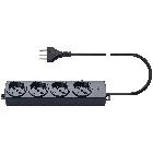 PRESA MULTIPLA 4 UNIVERSALE+CAVO NERO - VIMAR 01292.CC - VIMAR 01292.CC product photo