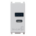 ALIMENTATORE USB 5V 2,4A 1 MODULO SILVER SERIE PLANA - VIMAR 14292.AC.SL product photo