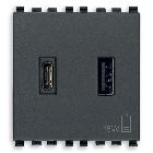Alimentatore USB A+C 5V 3A 2M grigio - VIMAR 20295.AC product photo