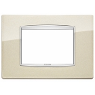 PLACCA CLASSIC 3 MODULI METALLO VERNICIATO BRIGHT E CORNICE CROMATA CHAMPAGNE METAL - VIMAR 20653.C07 product photo