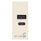 ALIMENTATORE USB A+C 5V 2,4A CANAPA - VIMAR 30292.ACC product photo