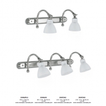 APPLIQUE CON 3 PORTALAMPADE G9, L 52CM - H 14CM - SP 18CM, SNODO ORIENTABILE, VETRO CENTRIFUGATO E SATINATO product photo