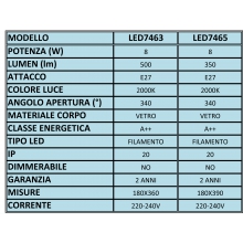 LAMPADINA LAMPADA VINTAGE XL BOMB E27 8W ? 18 X H 36 CM DECORATIVA LED CLASSIC product photo