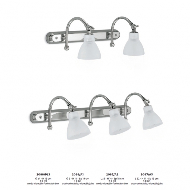 APPLIQUE CON 3 PORTALAMPADE G9, L 52CM - H 14CM - SP 18CM, SNODO ORIENTABILE, VETRO CENTRIFUGATO E SATINATO product photo Photo 02 3XL