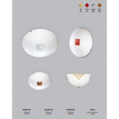 PLAFONIERA CON 2 PORTALAMPADE E27 DIAMETRO 40CMVETRO EXTRA CHIARO SERIGRAFATO DECORO GLITTER ORO product photo Photo 02 3XL