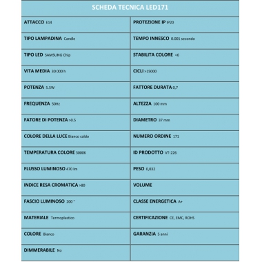 LAMPADA LED E14 OLIVA OPALE 5.5W LUCE CALDA  TIPO 171 GARANZIA 5 ANNI product photo Photo 01 3XL