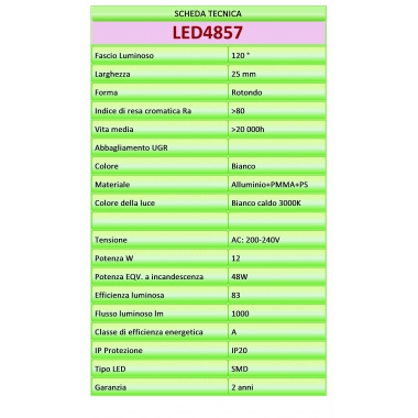 PANNELLO LED INCASSO SLIM PIATTO 12W LUCE CALDA 830 TONDO 17MM product photo Photo 03 3XL