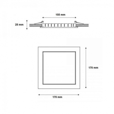 PANNELLO LED INCASSO SLIM PIATTO 12W LUCE CALDA 830 QUADRATO 17X17 MM product photo Photo 01 3XL