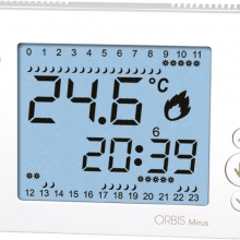 CRONOTERMOSTATO PARETE MIRUS BIANCO DIGITALE A BATTERIA PROGRAMMAZIONE GIORNALIERA SETTIMANALE ORBIS - ORBIS MIRUSBI product photo
