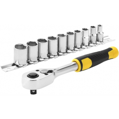 CRICCHETTO ATTACCO 1/4' + CHIAVI A BUSSOLA SET 11 PZ GRIGIO - STANLEY BLACK & DECKER STMT82666-0 product photo Photo 01 3XL