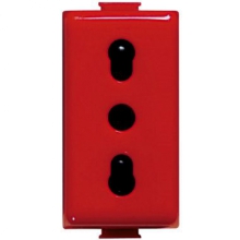 PRESA 2P+T 10/16A BIPASSO ROSSA ORIGINALE MATIX AVORIO MAGIC TT - BTICINO A5180R product photo