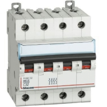 INTERRUTTORE MAGNETOTERMICO 4P CURVA C 32A 10KA BTDIN100 - BTICINO FH84C32 product photo