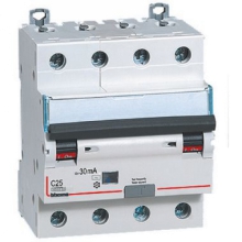 INTERRUTTORE MAGNETOTERMICO DIFFERENZIALE AC 4P 25A 4,5KA 30MA 4M BTDIN45 - BTICINO GA8843AC25 product photo