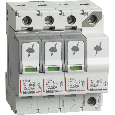 BTDIN - SPD T1+T2 12,5KA 3P+N NR+SEGN DIST - BTICINO F10MC4 - BTICINO F10MC4 - BTICINO F10MC4 product photo Photo 01 3XL