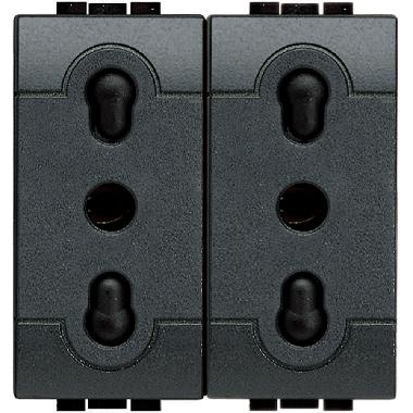 LIVING INT - PRESA DUPLEX BIPASSO 10/16A - BTICINO L4180/2 product photo Photo 01 3XL