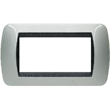 LIVING INT - PLACCA 4 POSTI ALLUMINIO - BTICINO L4804AL product photo Photo 01 3XL
