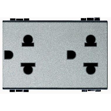 LIGHT TECH - PRESA DUPLEX UNIVER 2P+T 16A - BTICINO NT4185 - BTICINO NT4185 product photo Photo 01 3XL