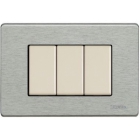 PLACCA 3 POSTI ALLUMINIO MATIX AVORIO MAGIC TT - BTICINO 503/3A/AL product photo