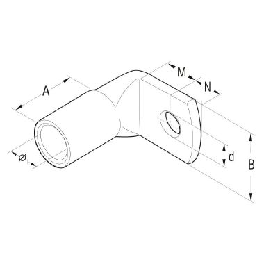 Capocorda sez.70mmq vite 8mm piegato a 90° - CEMBRE A14-L8 product photo Photo 02 3XL