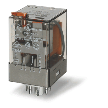 RELE' INDUSTRIALE 2 CONTATTI 10A 110VAC C/PULS.PROVA+IND.MECC - FINDER 6012110 product photo Photo 01 3XL