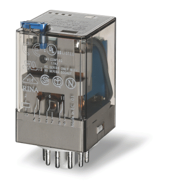 RELE' INDUSTRIALE 3 CONTATTI SC 10A 12VAC C/PULS.PROVA+IND.MECC - FINDER 601312 product photo Photo 01 3XL