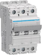 INTERRUTTORE AUTOMATICO 3P 6A 25KA D 3 - HAGER NSN306 product photo