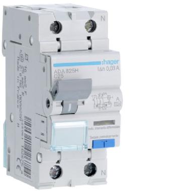 DIFFERENZIALE MAGNETO TERMICO ACC 1PN 30MA A 25A 4.5KA C 2M - HAGER ADA825H product photo Photo 01 3XL