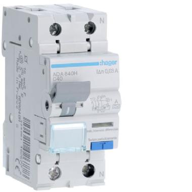 ADA840H - DIFFERENZIALE MAGNETO TERMICO ACC 1PN 30MA A 40A 4.5KA C 2M - HAGER ADA840H - HAGER ADA840H product photo Photo 01 3XL