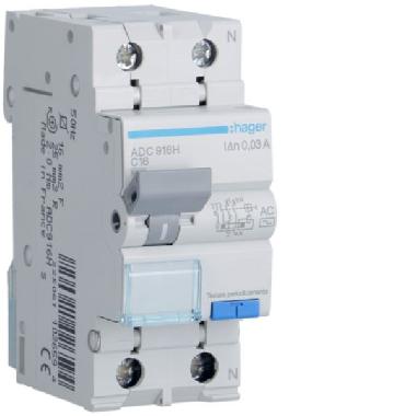 DIFFERENZIALE MAGNETO TERMICO 1PN 30MA AC 16A 6KA C 2M - HAGER ADC916H product photo Photo 01 3XL