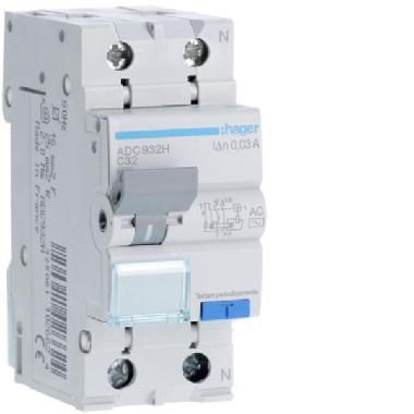 DIFFERENZIALE MAGNETO TERMICO 1PN 30MA AC 32A 6KA C 2M - HAGER ADC932H product photo Photo 01 3XL
