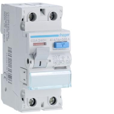 INTERRUTORE DIFFERENZIALE ACC. 2P 30MA 40A A 2M - HAGER CDA240H product photo Photo 01 3XL