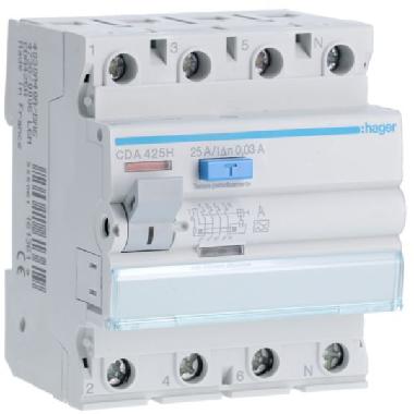 INT.DIFF.PURO 4P 25A 0.03A A 4M - HAGER CDA425H - HAGER CDA425H - HAGER CDA425H product photo Photo 01 3XL