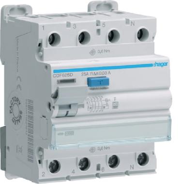 INT. DIFF. ACC. 3P+N 30MA 25A F 4M - HAGER CDF625D - HAGER CDF625D product photo Photo 01 3XL